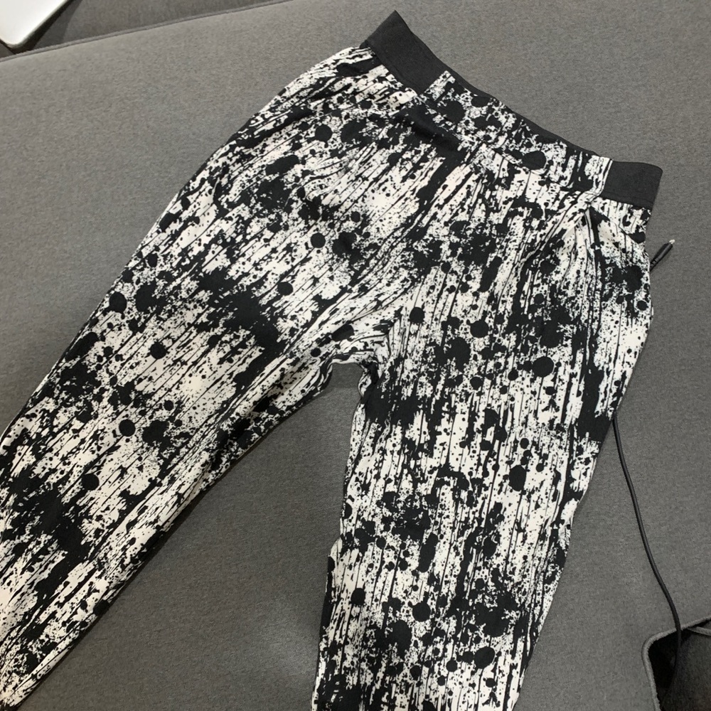 NWT black and white paint splattered pants